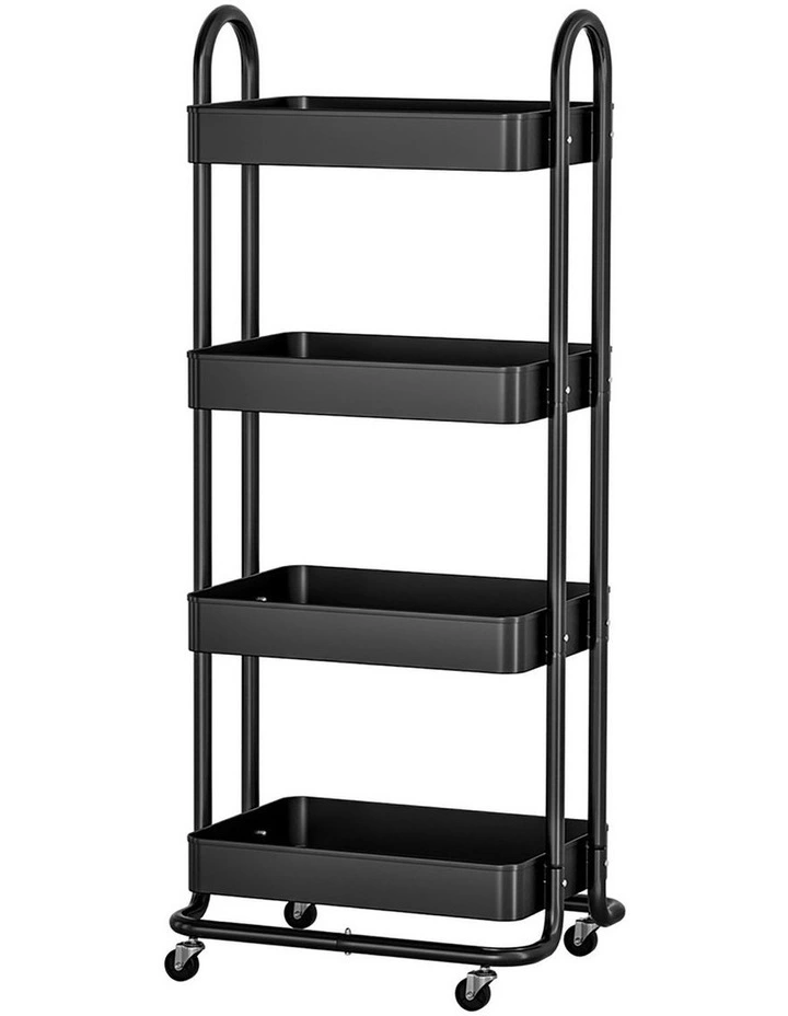Storage Trolley Kitchen Cart 4 Tiers in Black