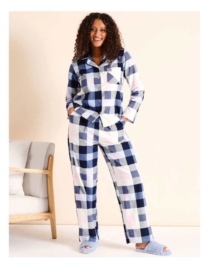 Flannelette Pyjama Set in Blue Check