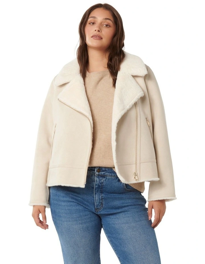Montana Faux Fur Aviator Jacket in Cream