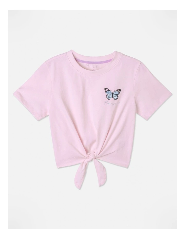 Essentials Tie Front Tee in Light Pink