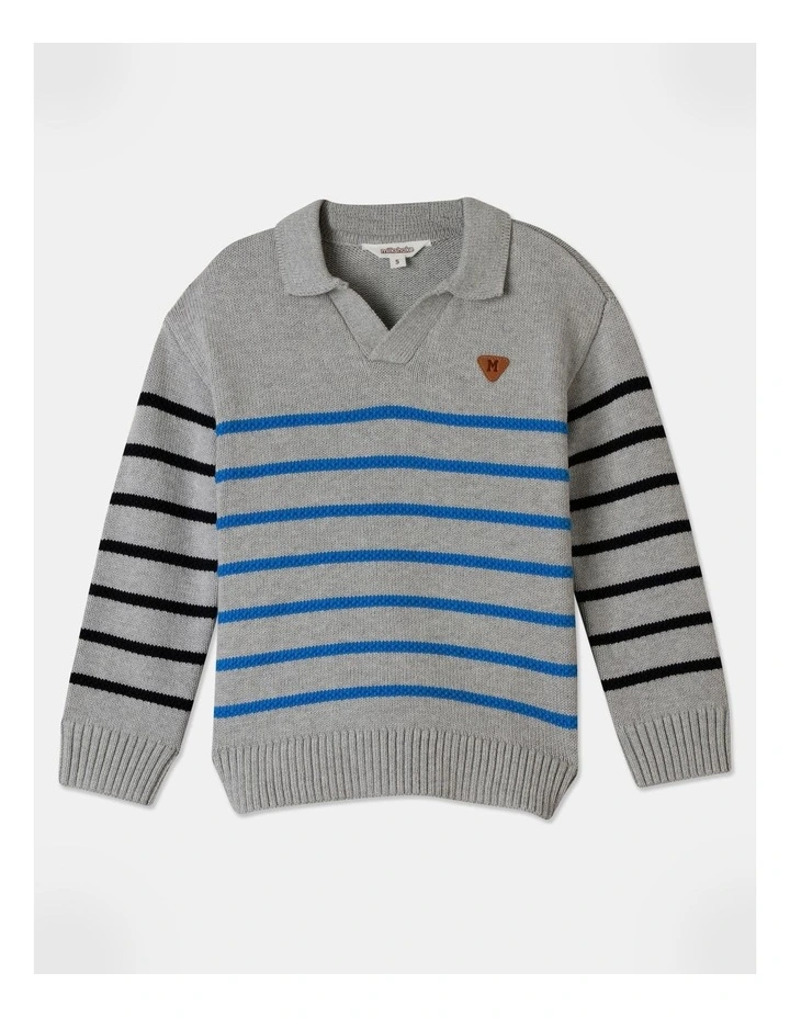 Knitted Collar Jumper in Grey Marle