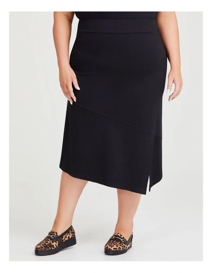 Ponte Fundamental Aline Long Skirt in Black