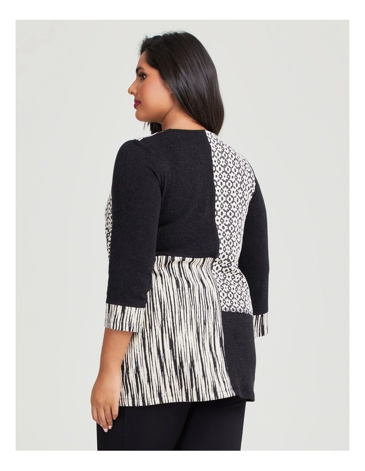 Splice Jacquard Snug Tunic in Black/Ecru
