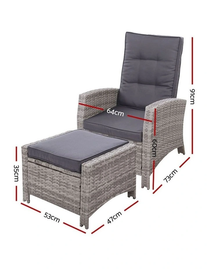Recliner Chair Sun lounge Wicker Outdoor Furniture Patio Garden Ottoman
