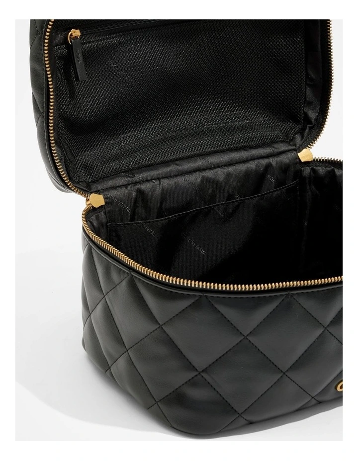 Quilted Large Cosmetic Case in Black