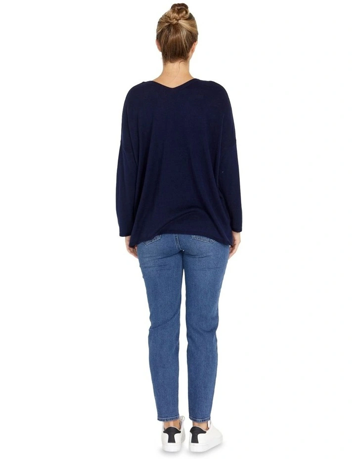 Angelina Reversible Knit Top in Navy