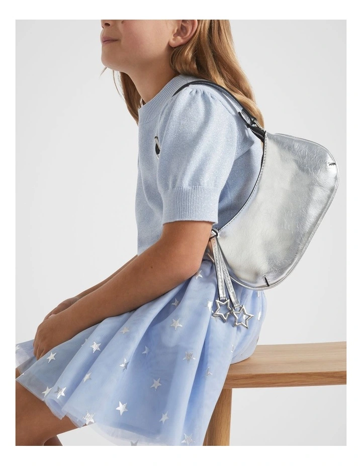 90s Mini Baguette Bag in Silver