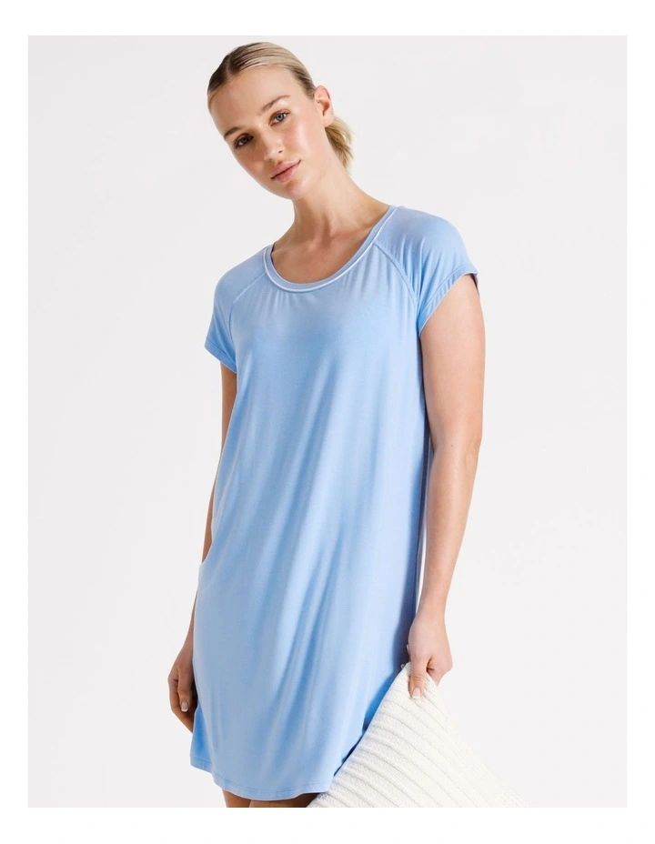 Pure Comfort Bamboo Short Sleeve Nightie in Blue