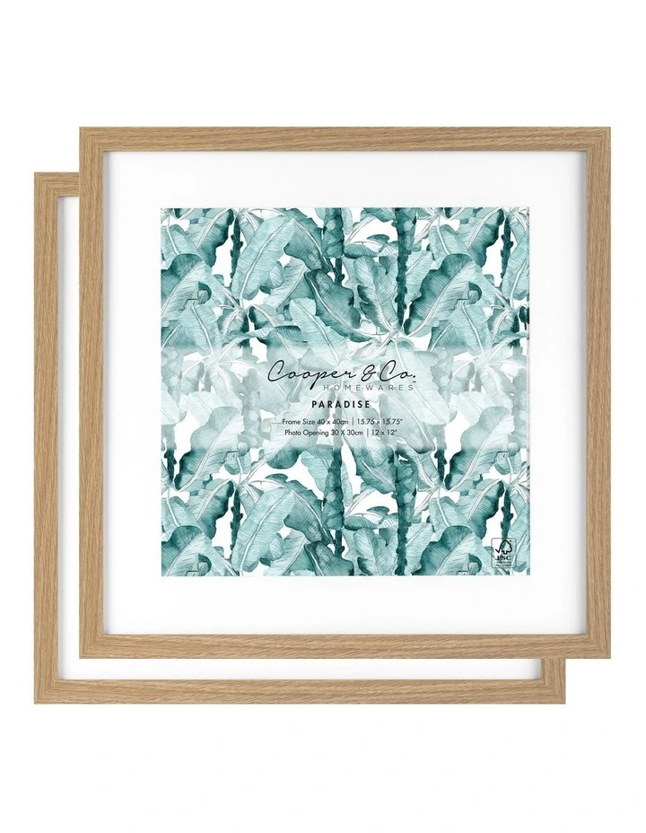 Premium Paradise Photo Frames 40x40cm Matt to 30x30cm Set Of 2 in Oak