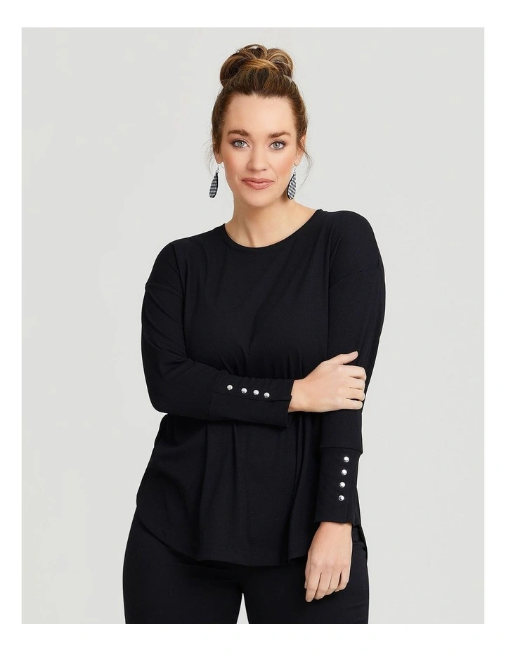 Rib Hi-lo Top in Black