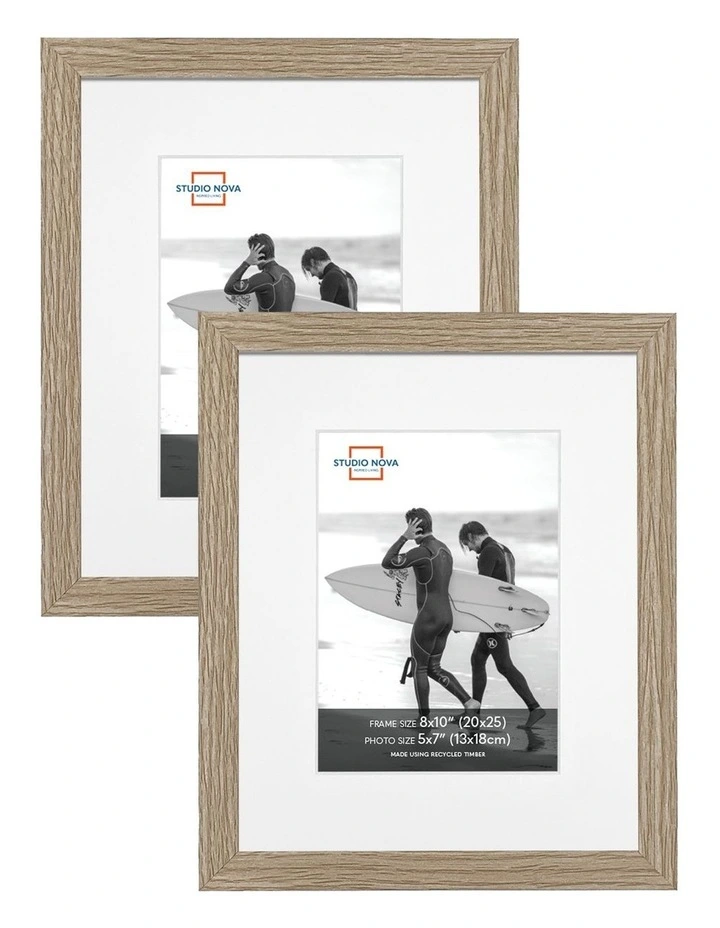 Premium Picture Photo Frame 8x10 to 5x7in Set of 2 in Natural Oak
