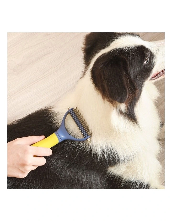 T10 Dual Head Demitting Pet Grooming Comb in Purple/Green
