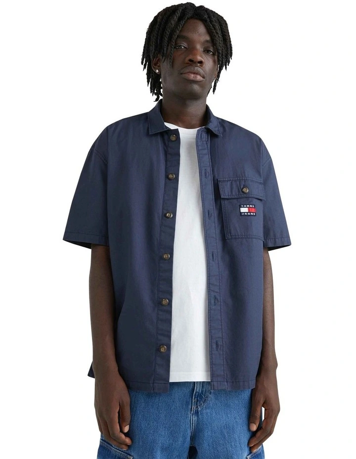 Classic Solid Overshirt in Blue