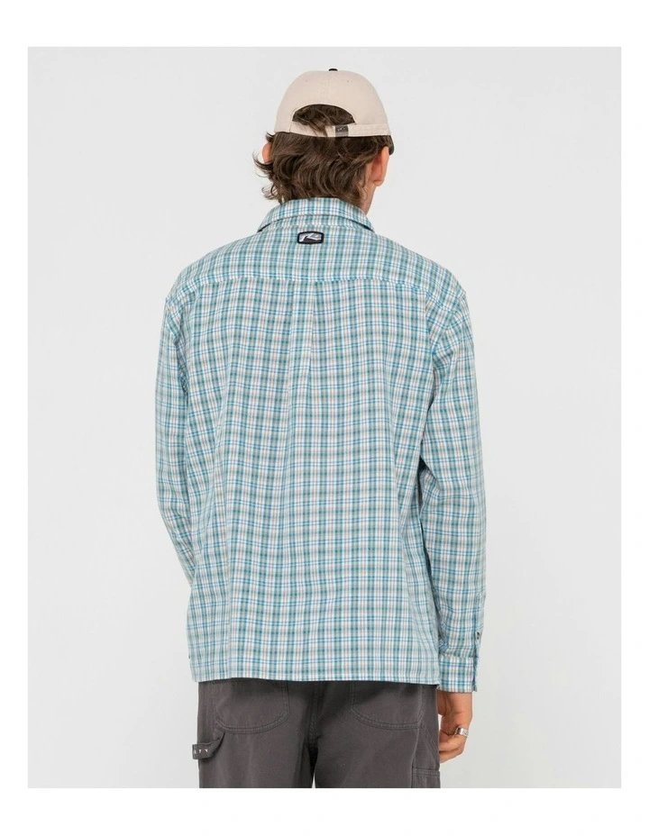 Datsun Check Long Sleeve Shirt in Blue