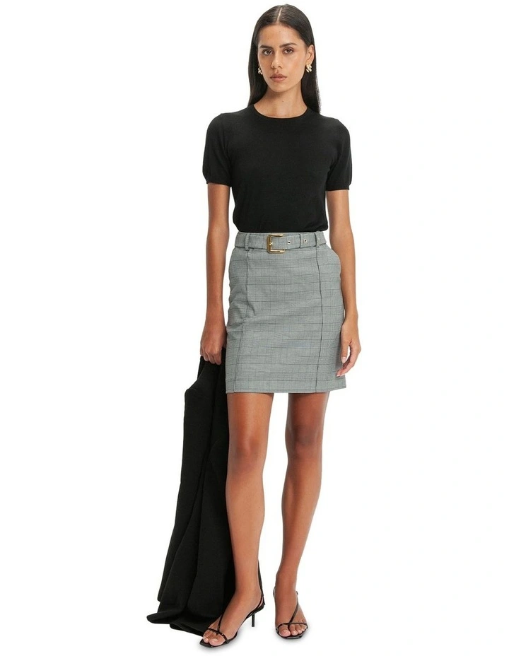 Check Mini Skirt in Black/Grey