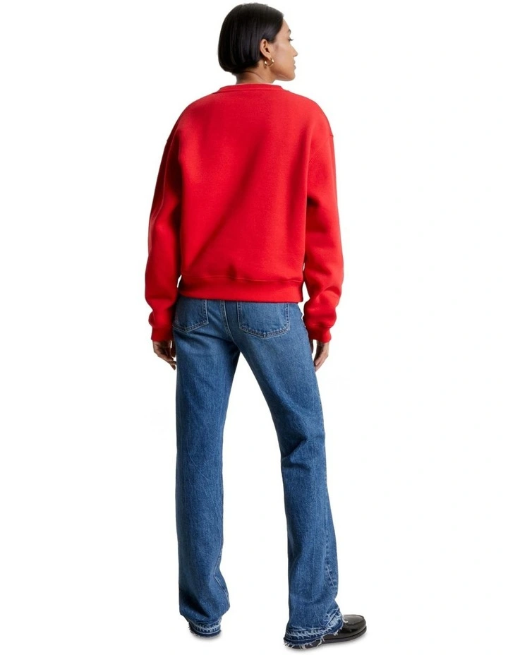 Modern Regular Corp Logo Crew Neck Sweatshirt in Red