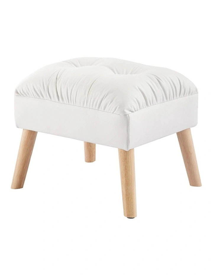 Accent Ottoman Chair Footstool Leathaire Vanity Makeup Stool Lounge in White