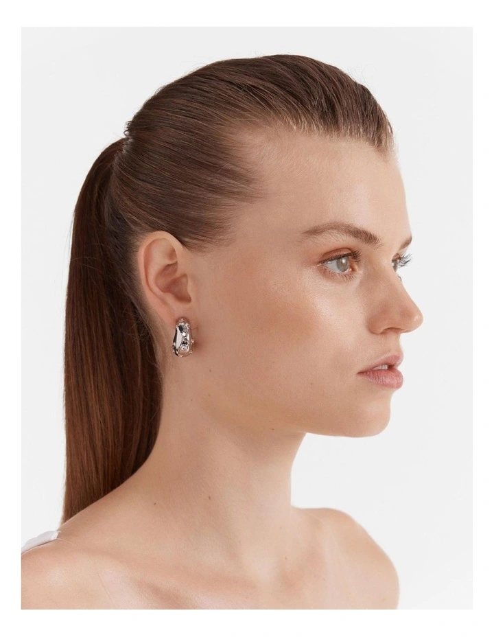 Meteor Hoop Earrings in Silver