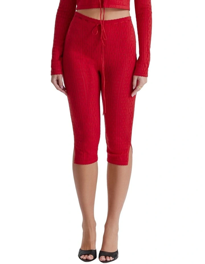 Abigail Knit Capri Trousers in Cherry
