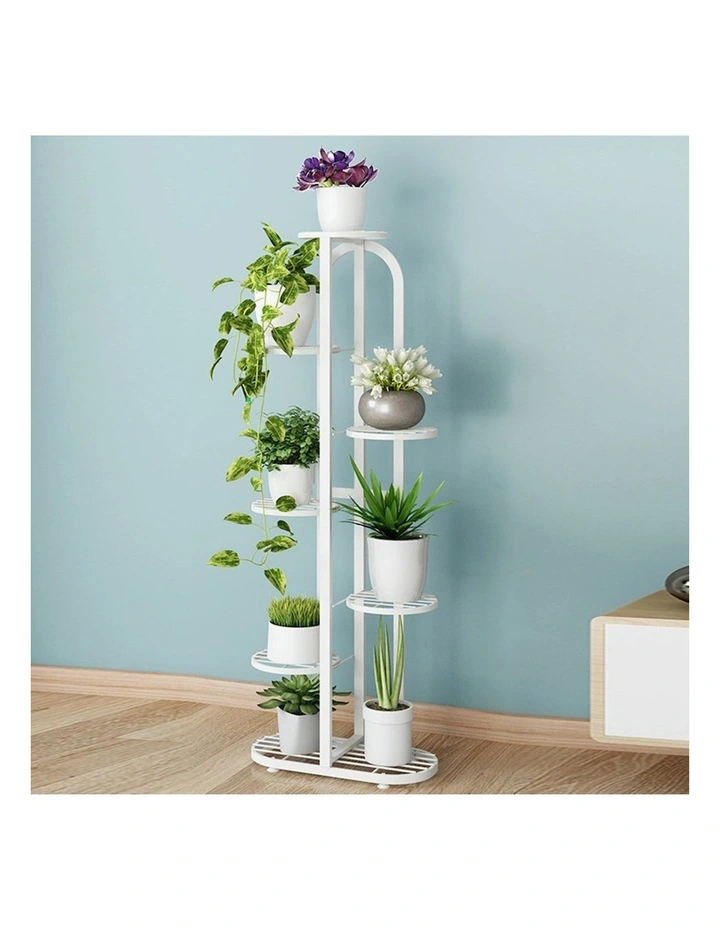 7 Tier 8 Pots Metal Plant Rack Flowerpot in White