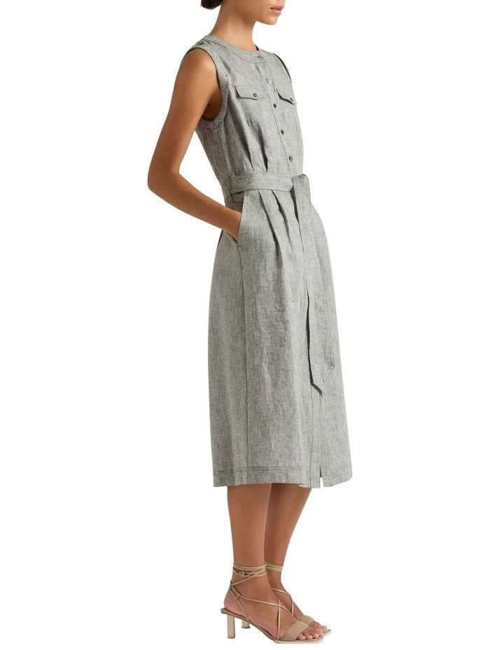 Caryn Sleeveless Shirt Dress in Myrtle Slub