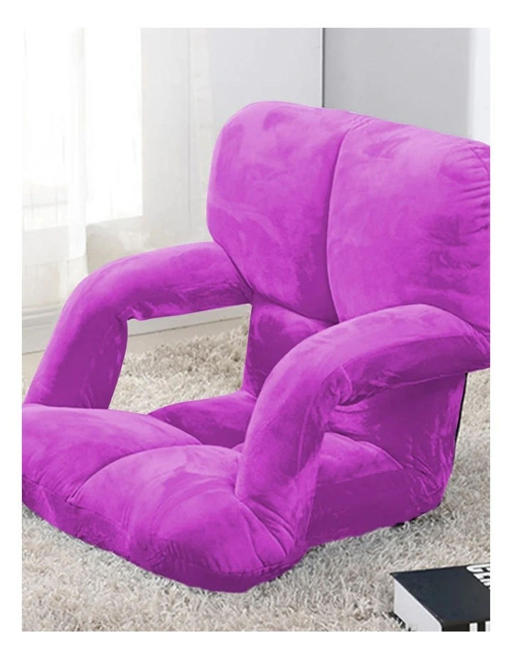 Foldable Floor Lounge Recliner Chair With Armrest in Purple