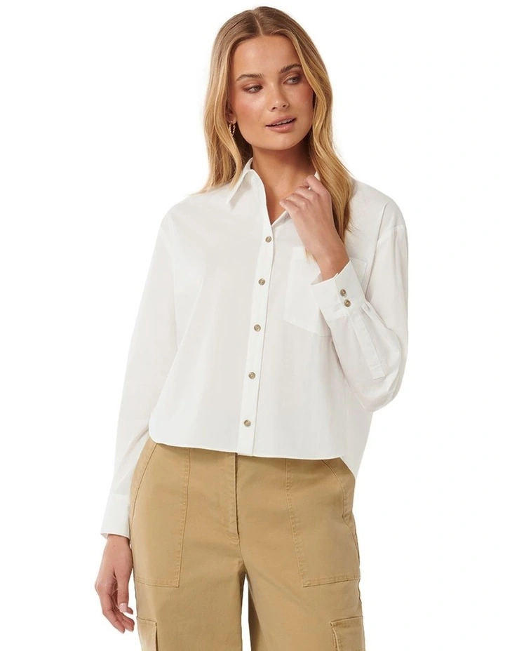 Chloe Cropped Shirt in White
