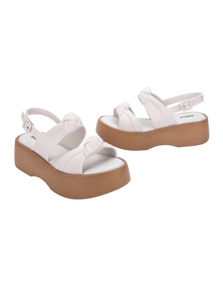 Melissa Velvet Platform Heels in White/Beige