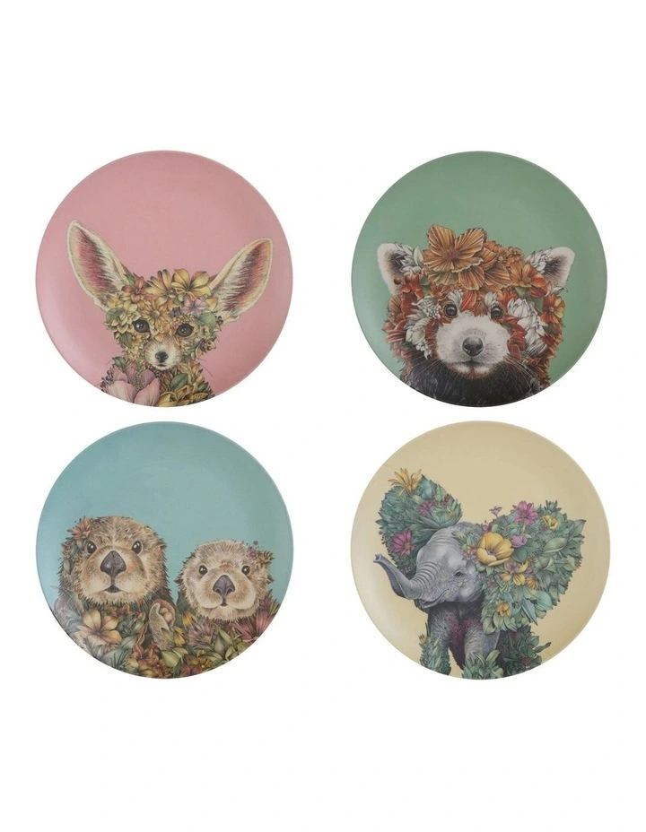 Marini Ferlazzo Wild Planet Bamboo Plate 20cm Set Of 4 in Multi