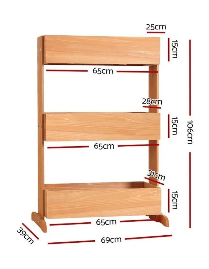 Wooden Plant Bed 3-tier in Brown