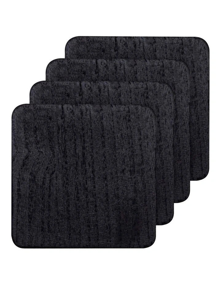 Veneer Coaster 4 Pack in Black