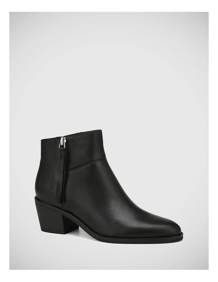 Jayde Leather Ankle Boot in Black