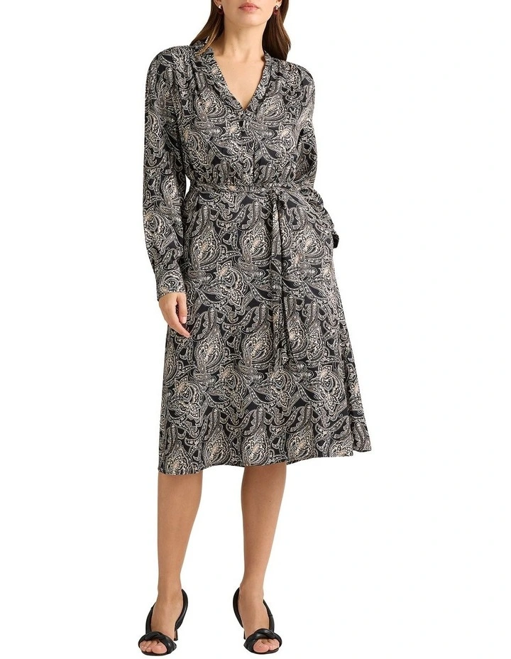 Madella Viscose Dress in Black Multi