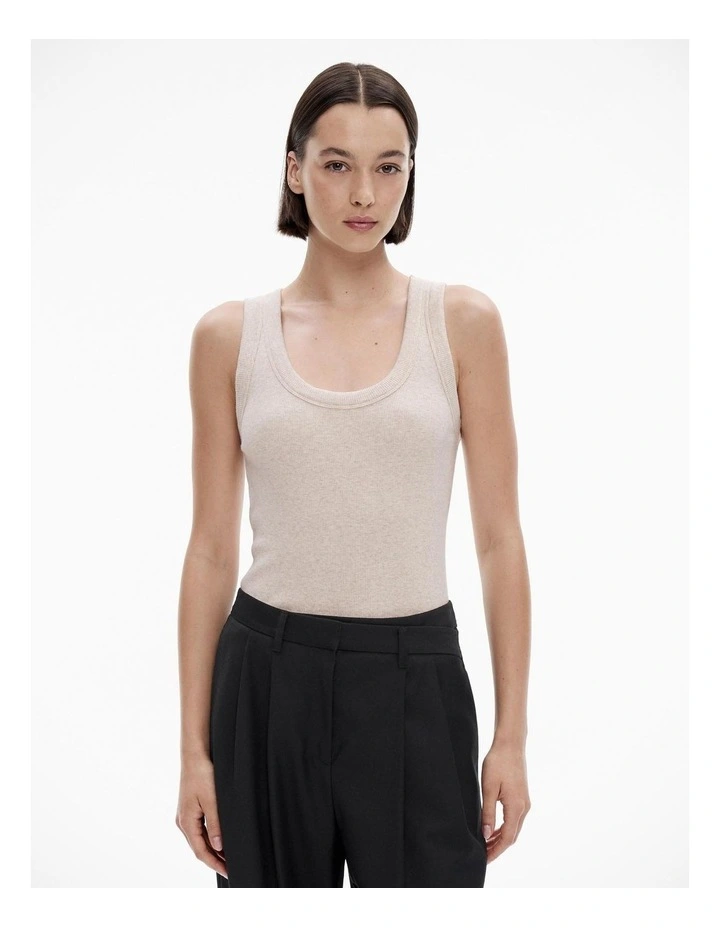 Cotton Scoop Neck Tank in Oatmeal Marle