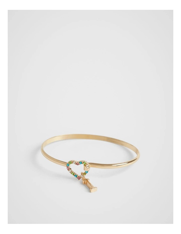 Rainbow Heart Initial "I" Bangle