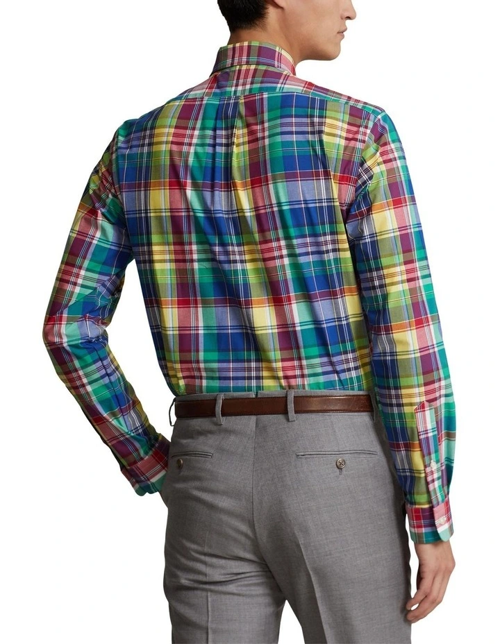 Classic Fit Plaid Stretch Poplin Shirt in Multi