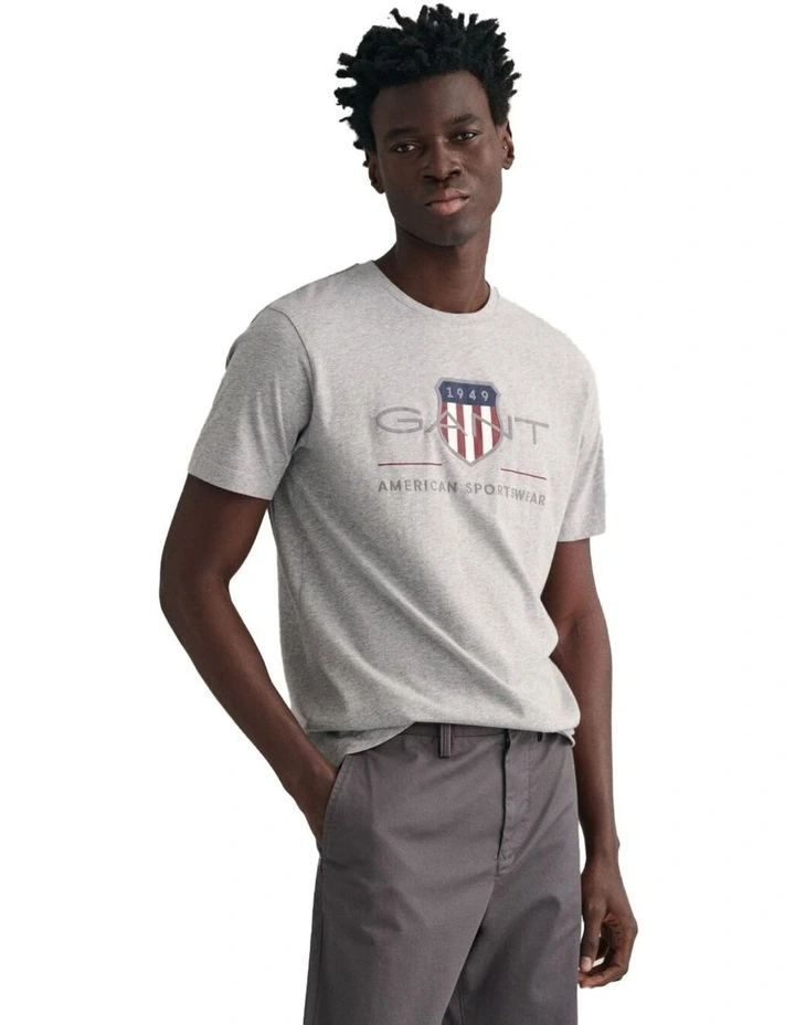 Archive Shield T-shirt in Grey Melange