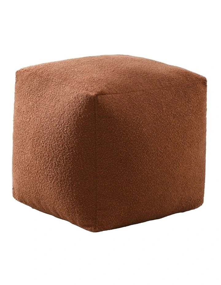 Blake Boucle Pouffe Cover 50x50x50cm in Rust