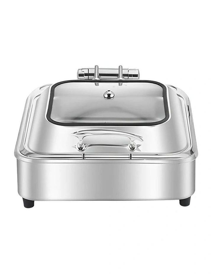Stainless Steel Square Chafing Dish with Top Lid in Silver