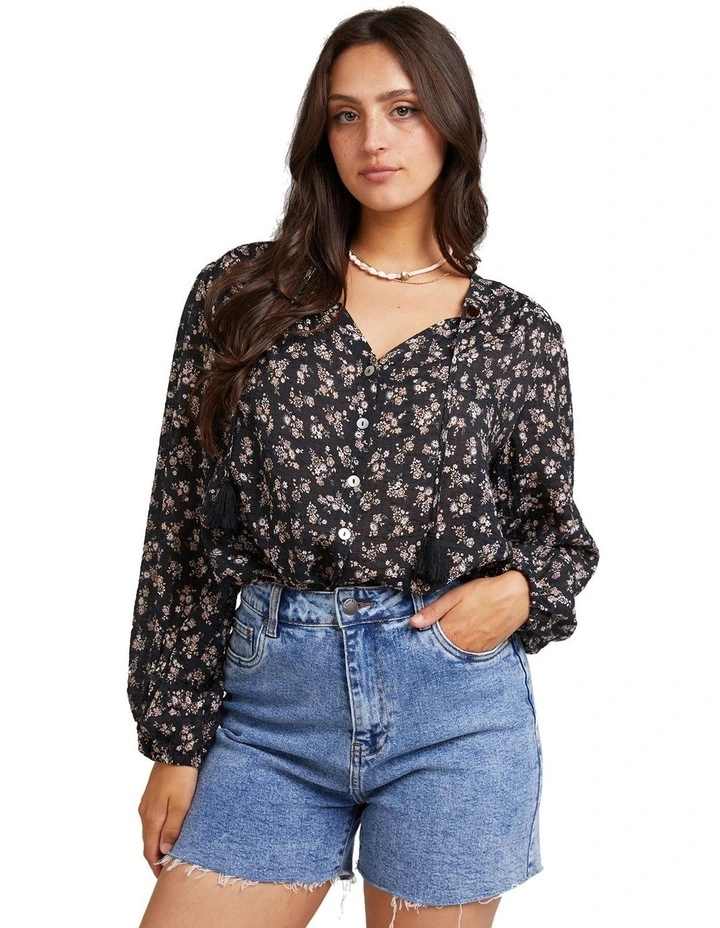 Maya Floral Shirt in Black