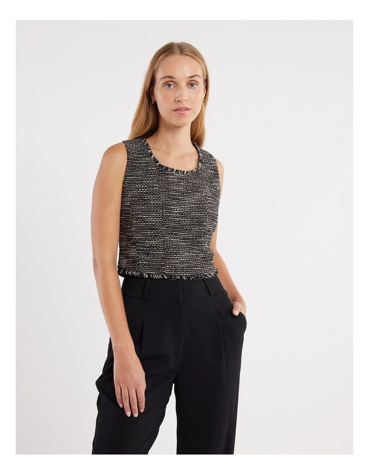 Selena Tweed Top in Black