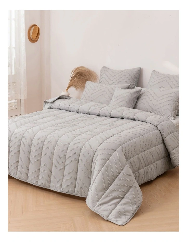 Lennox Chevron Comforter Set 6 Piece in Silver