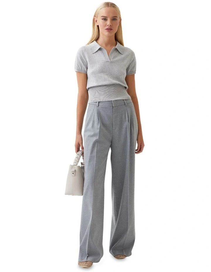 Daphne Polo Neck Knitted Crop Top in Silver