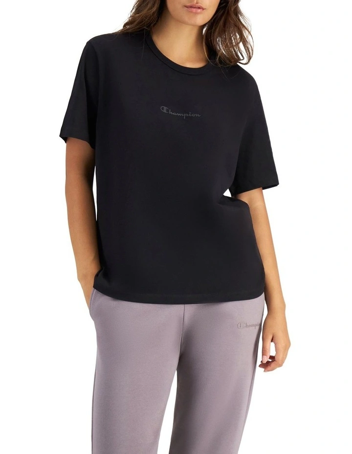 Script Tonal Tee in Black