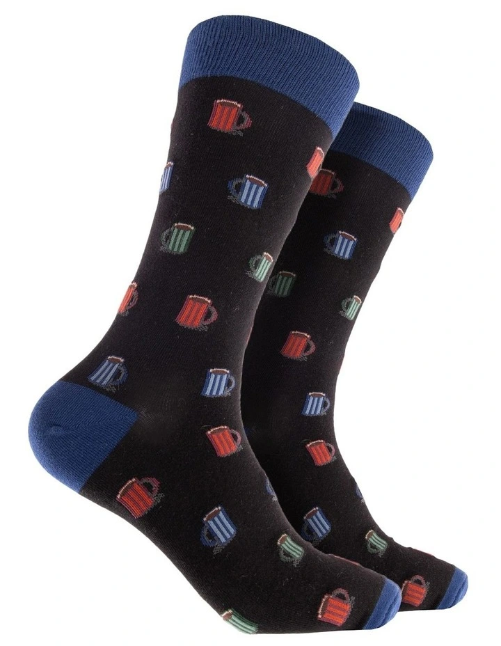 Caffeine Super Fine Cotton Crew Socks in Black