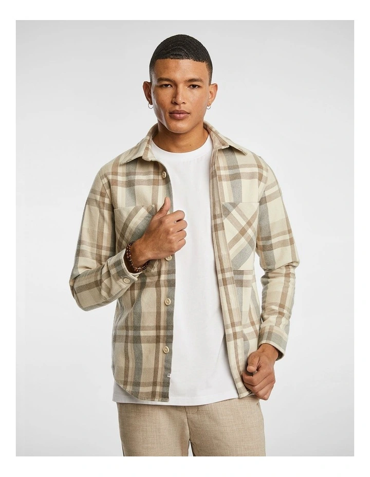 Mitchy Check Overshirt in Natural
