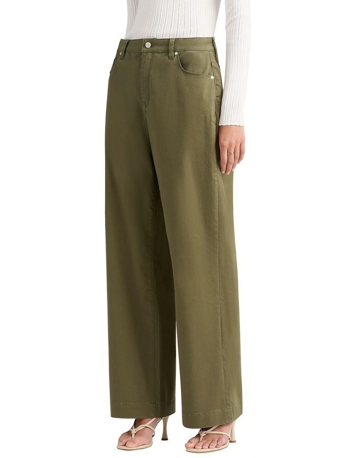 Sedona Wide Leg Chino Pant in Pesto