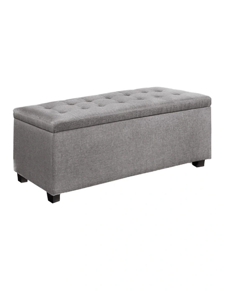 Storage Linen Ottoman 97cm in Light Grey