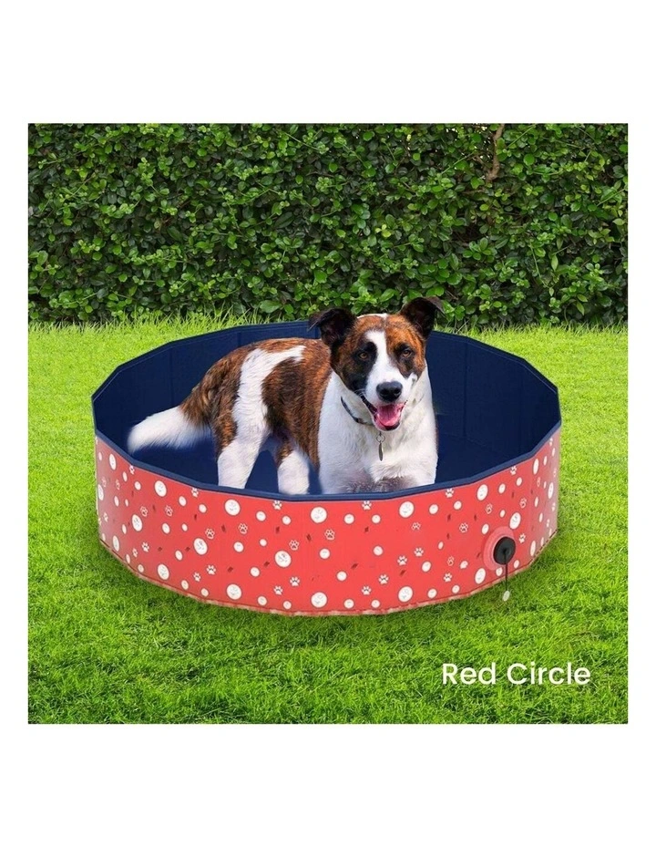Leak-Proof Circle Foldable PVC Pet Swimming Pool 120cmx30cm in Red