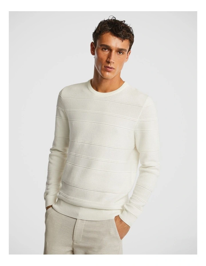 Baker Texture Knit Sweater in White